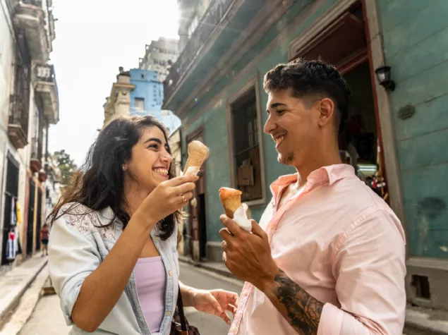 Couplw holding ice creams