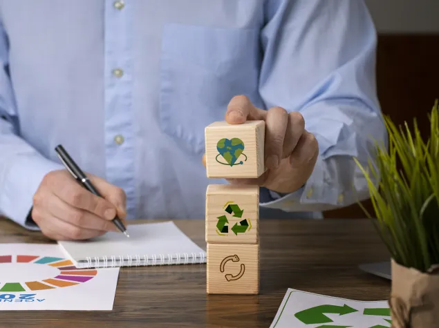 Man with blocks