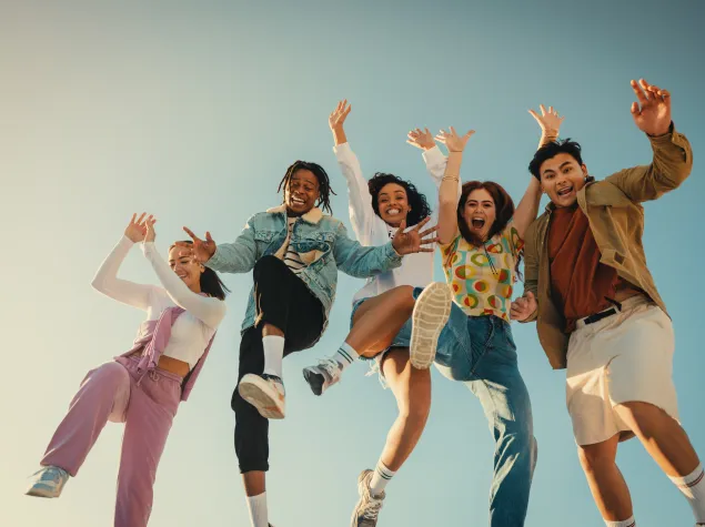 Friends jumping