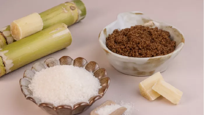 Sugar beet and sugar cane in their raw and refined forms